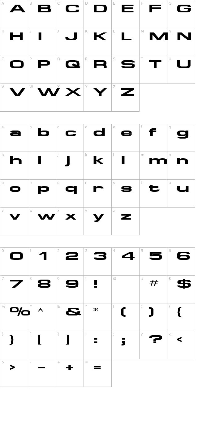 supertouch character map