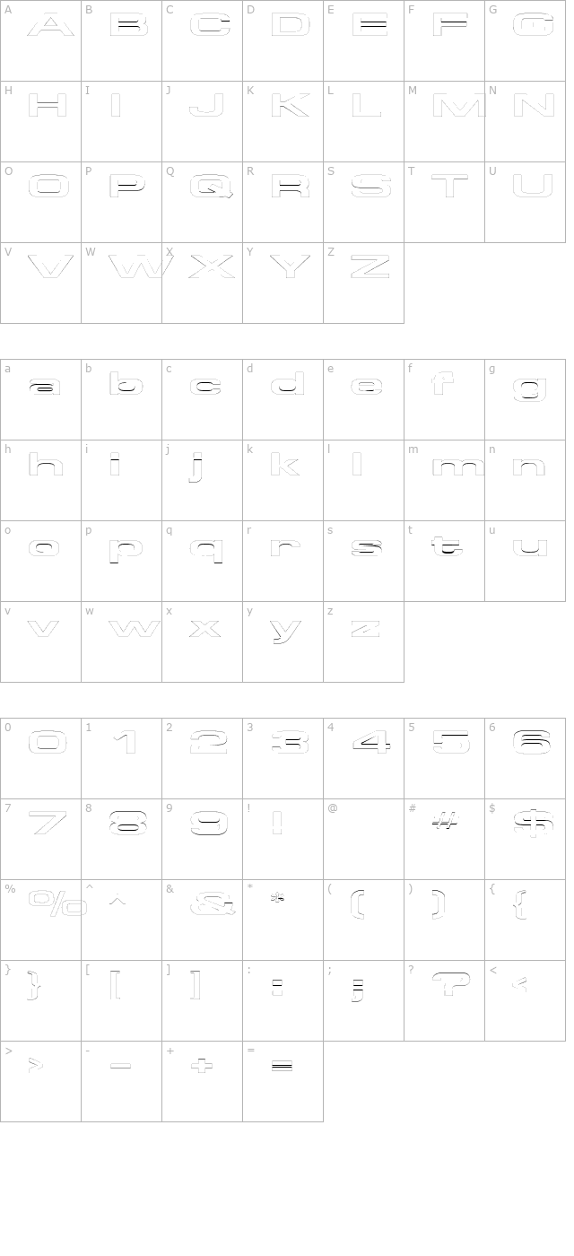 SupertouchOutline character map