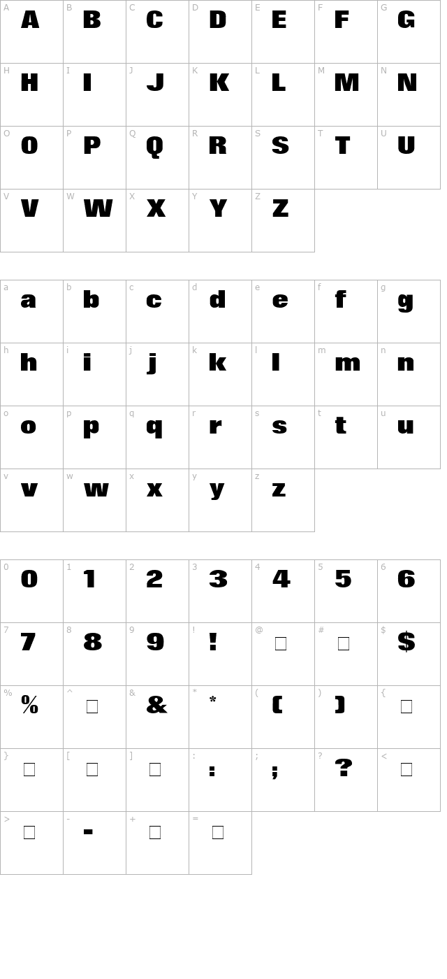 Surin Display SSi character map