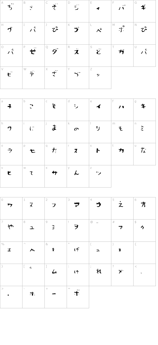 Sushitaro character map