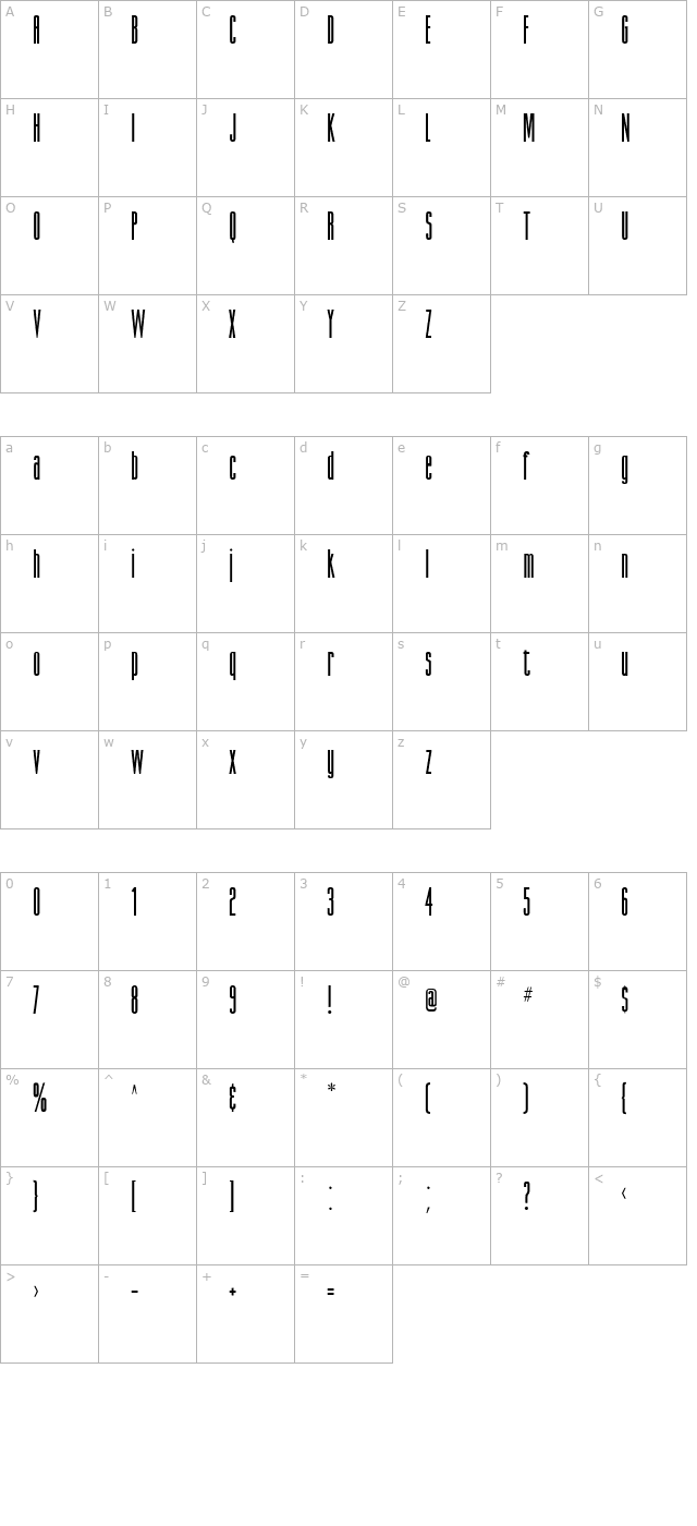 Suva SSi Bold character map