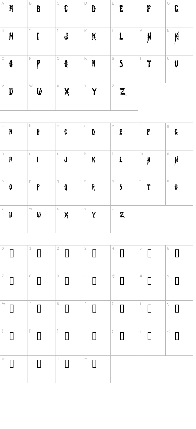 SwampTerrorCondensed character map