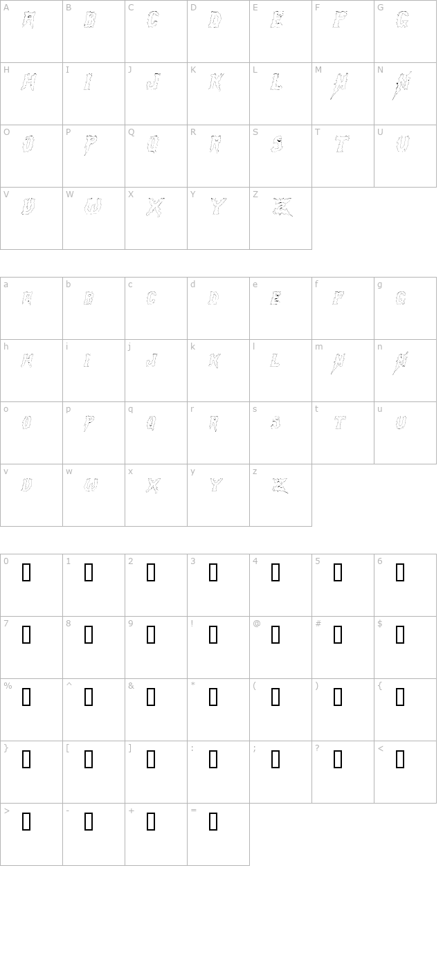 swampterroroutline-italic character map