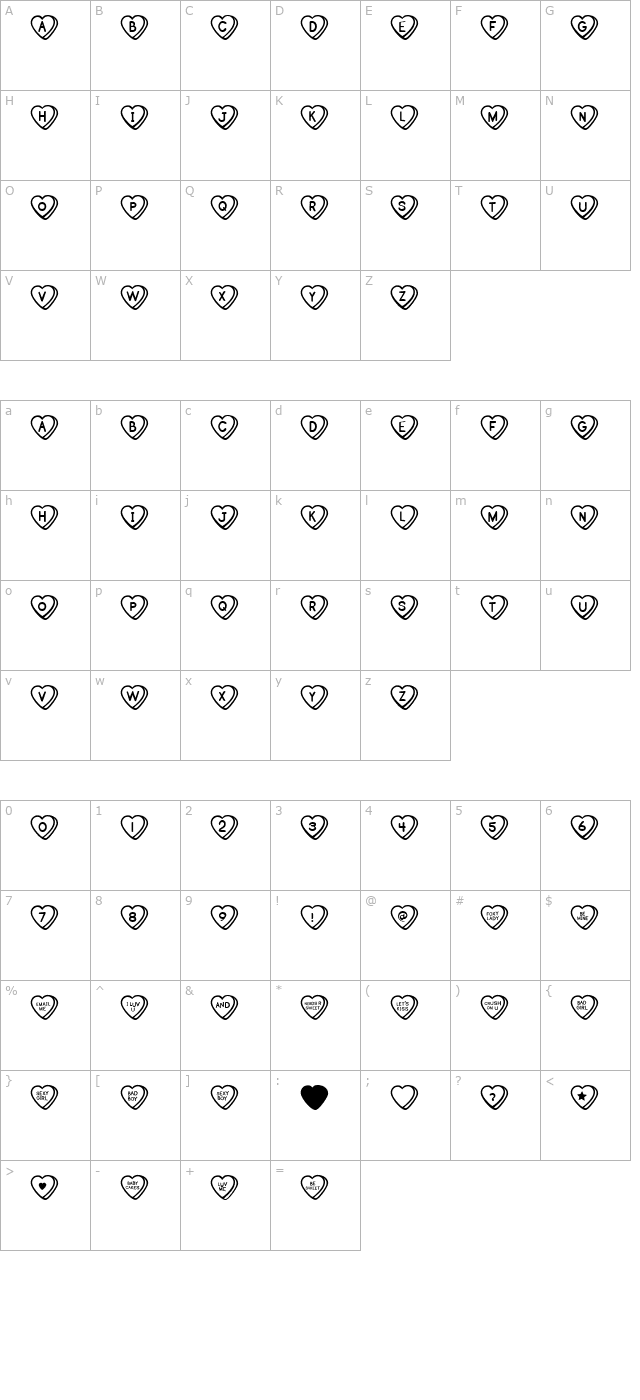 sweat-hearts-bv character map