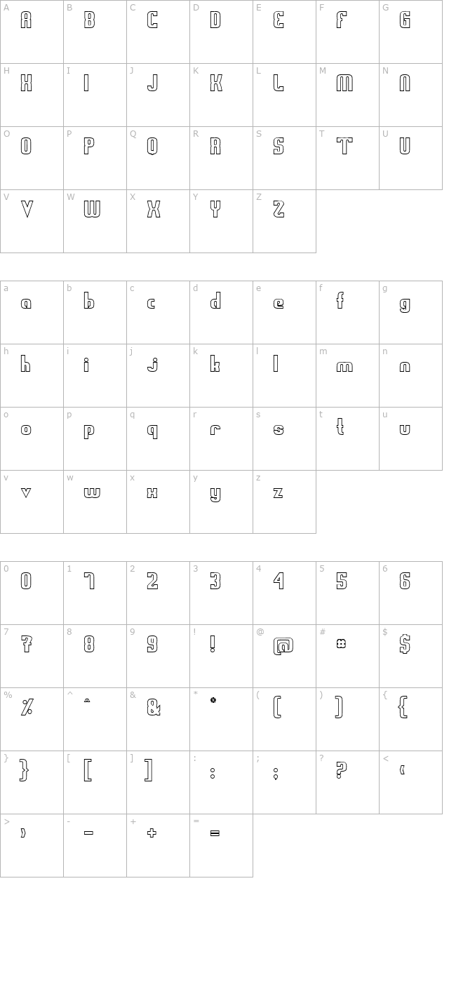 Sweden Funkis Outlined character map