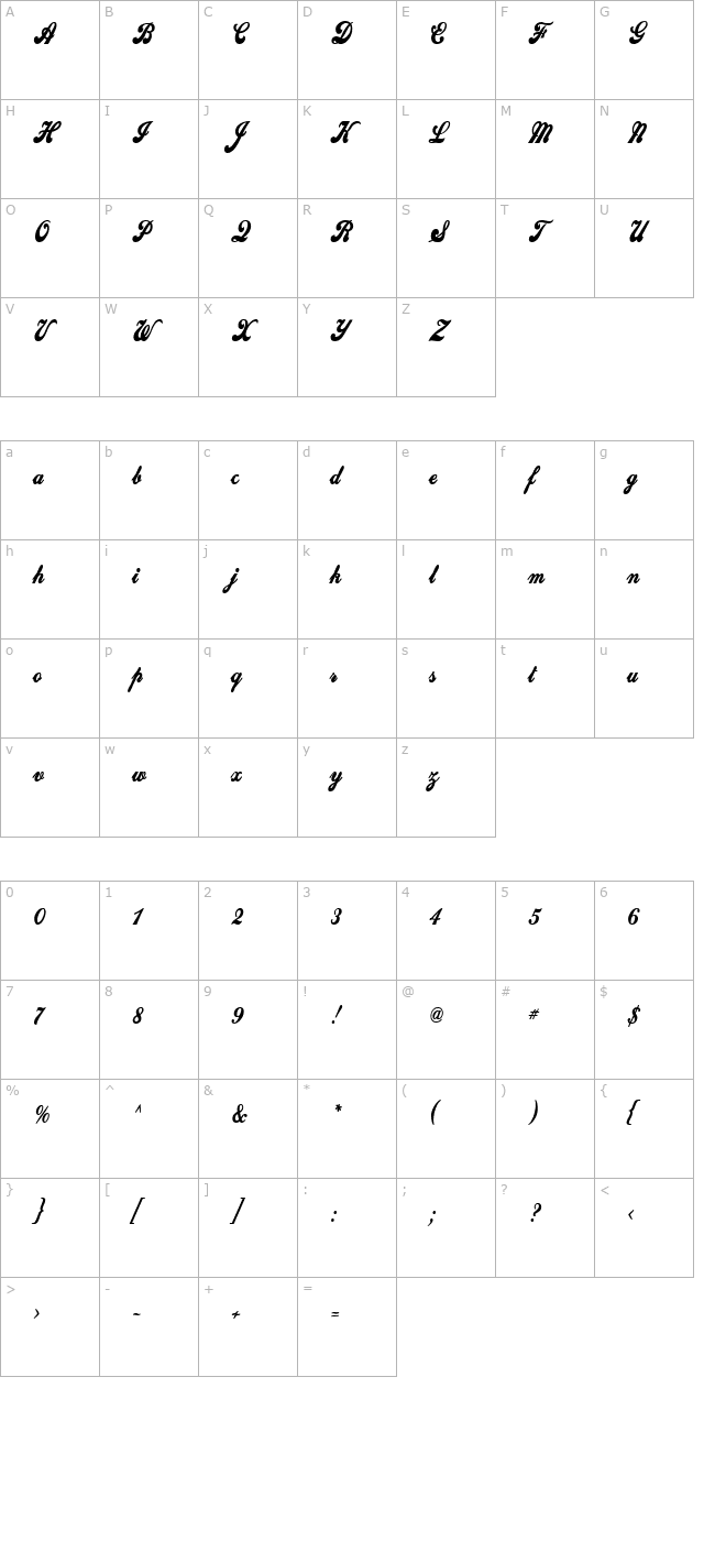 sweden-thin-bold character map