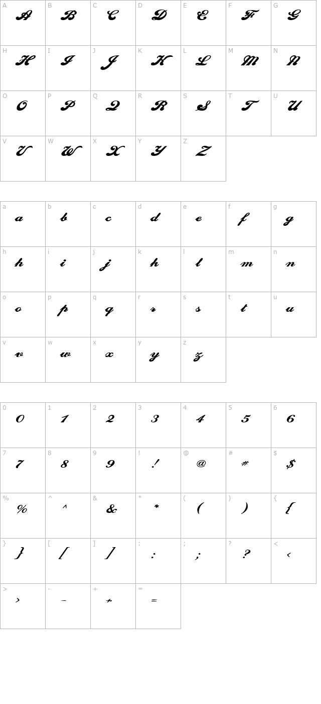 sweden-wide-bold character map