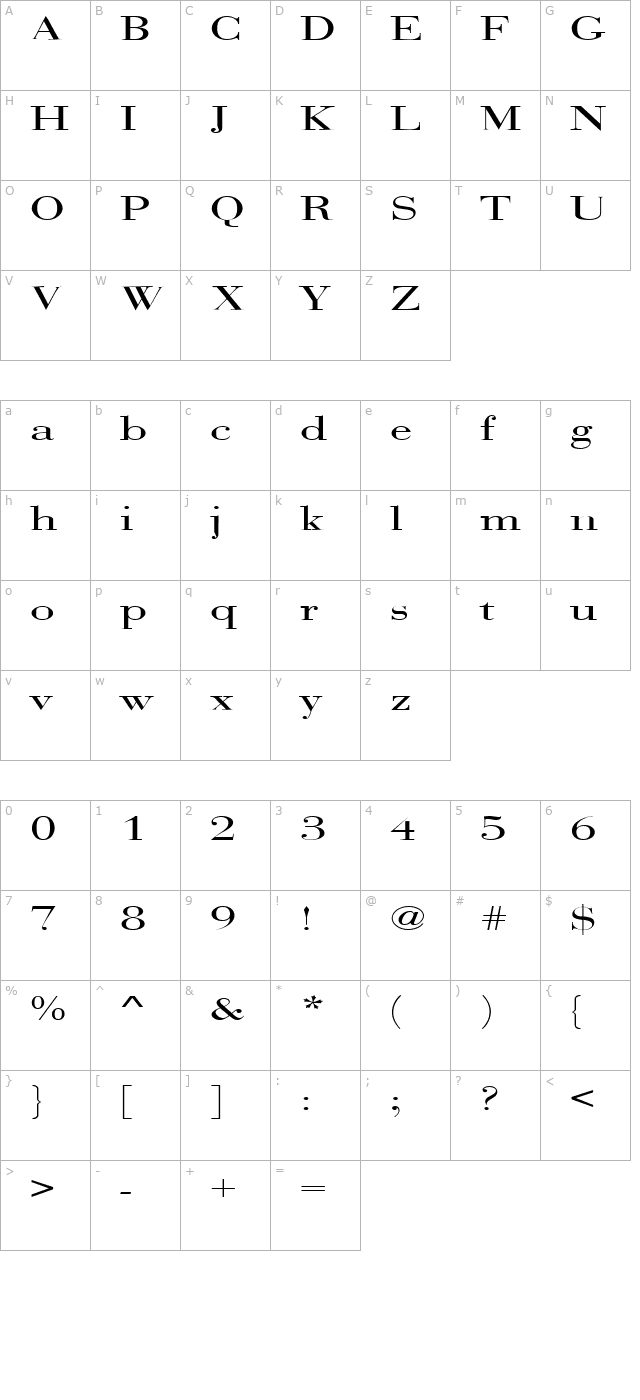 SweezExtended character map