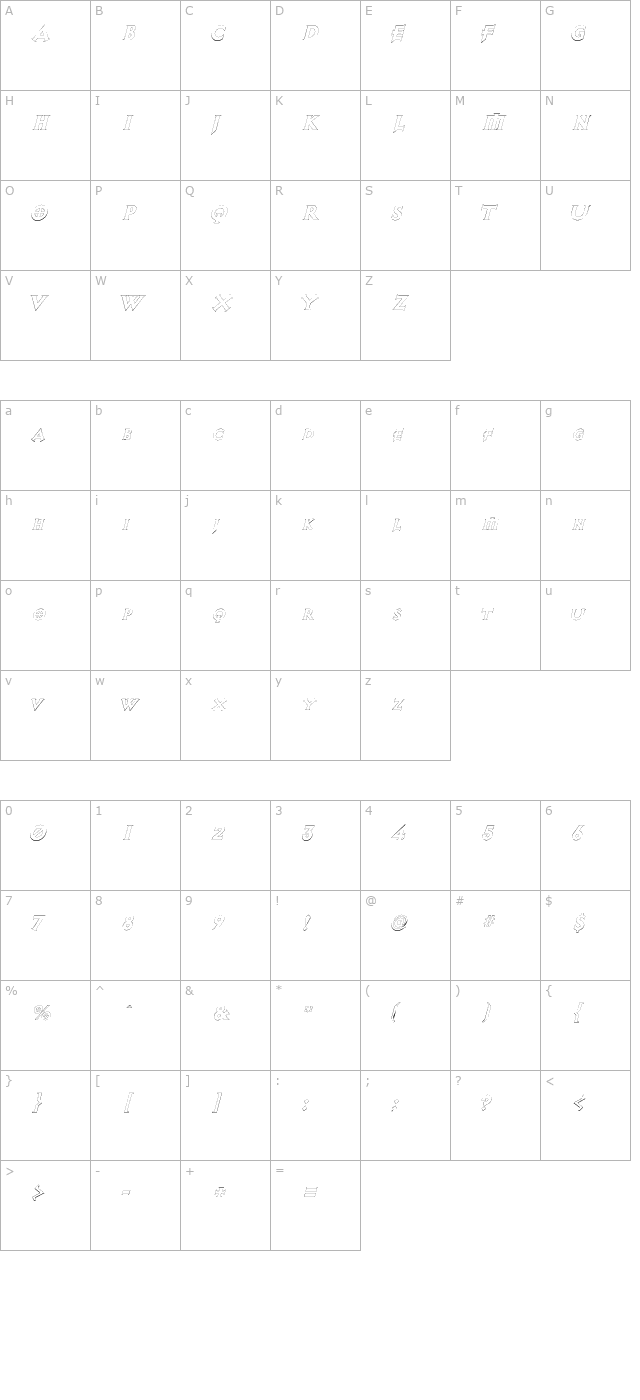 swfteoutline-blackitalic character map