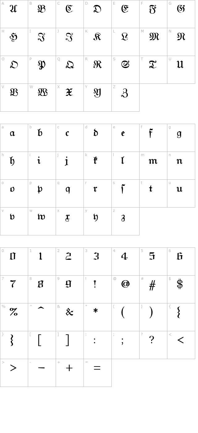 SWGothg character map