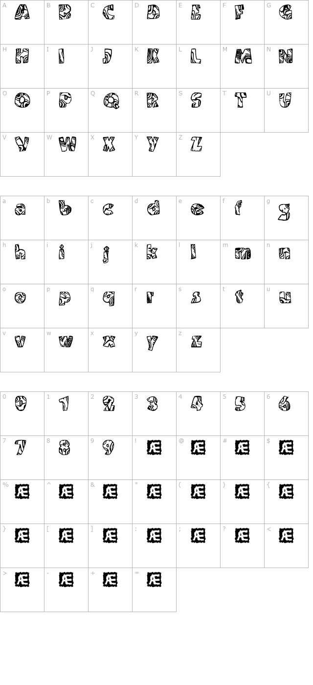 Swirled BRK character map