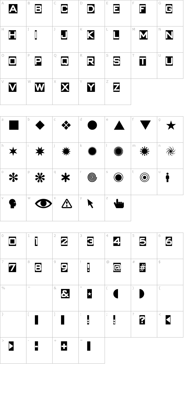 SwishButtons character map