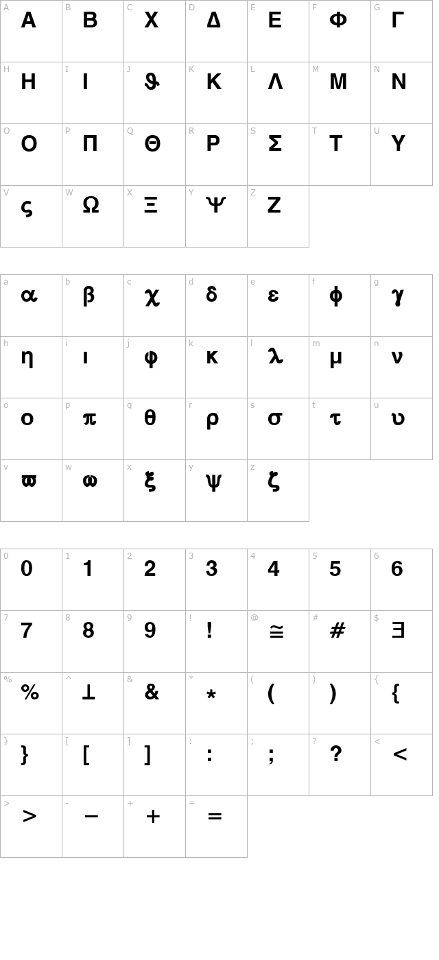 symbol-mw-bold character map