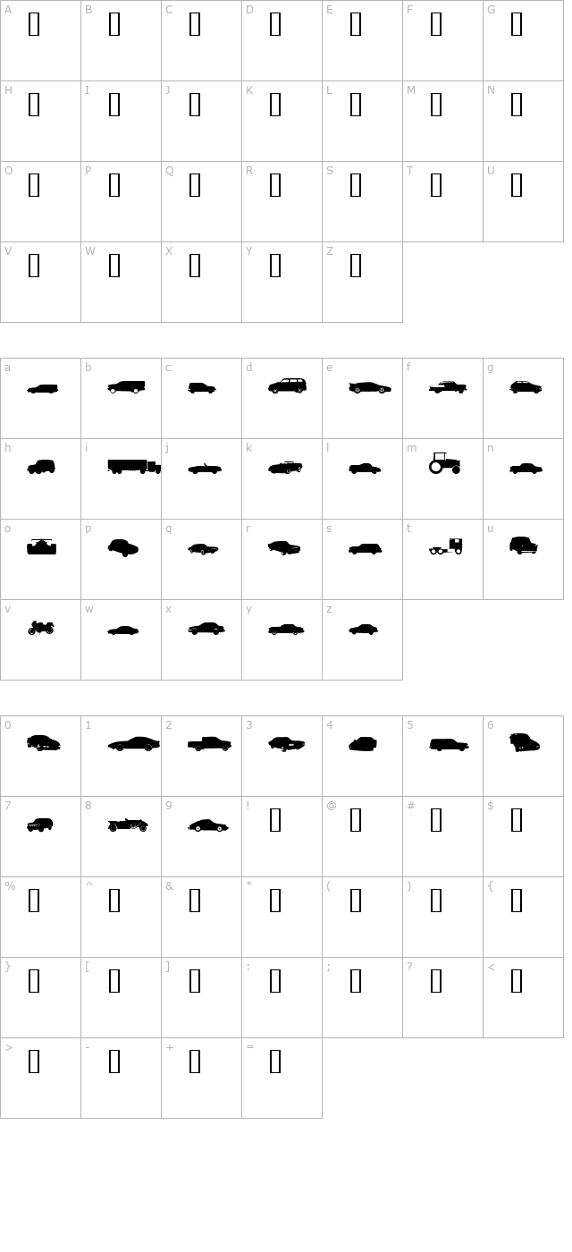 symbolon-cars character map
