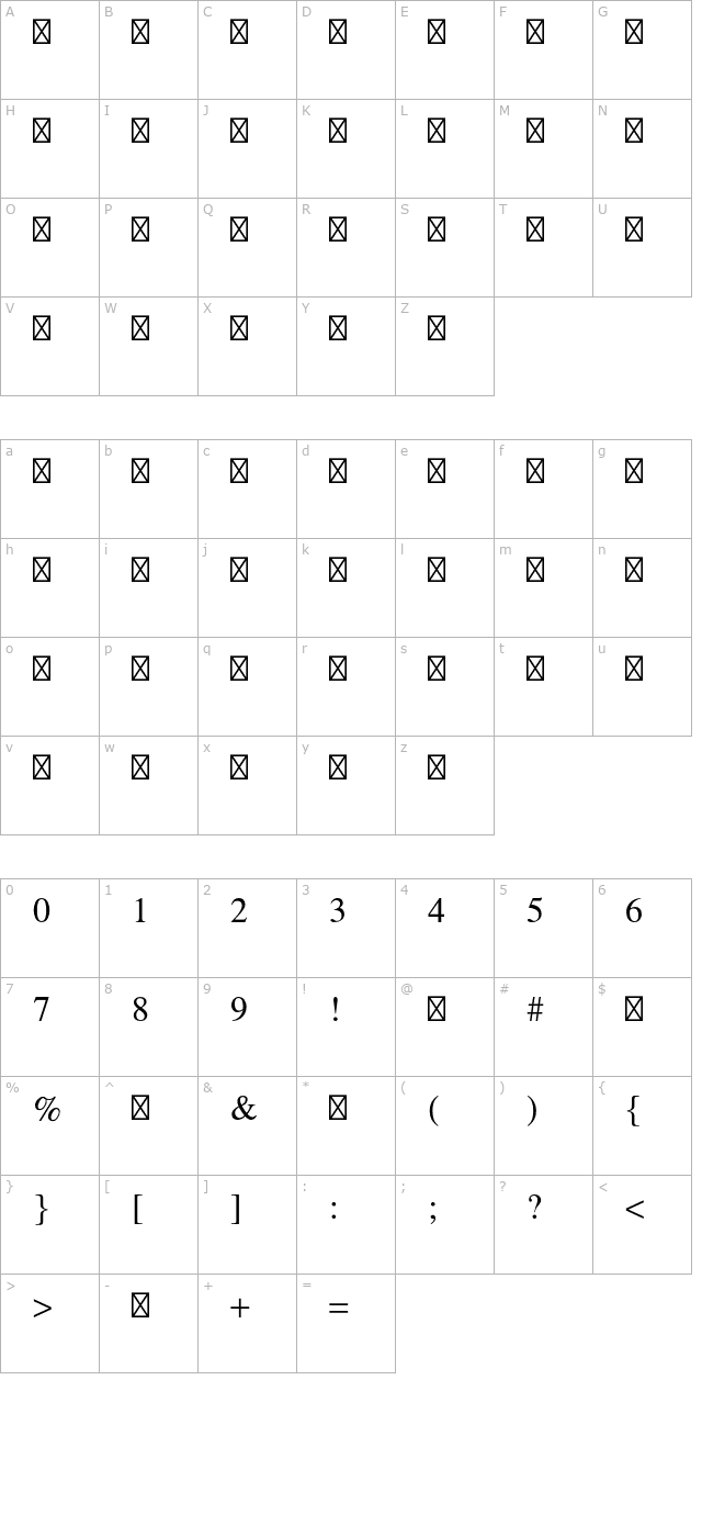 SymbolStd character map