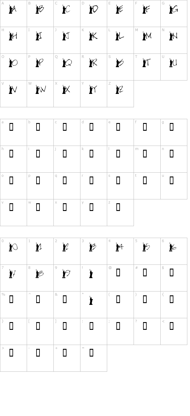 T~StillShining character map