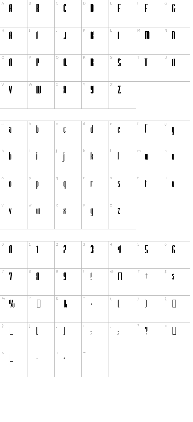 Taber Block character map