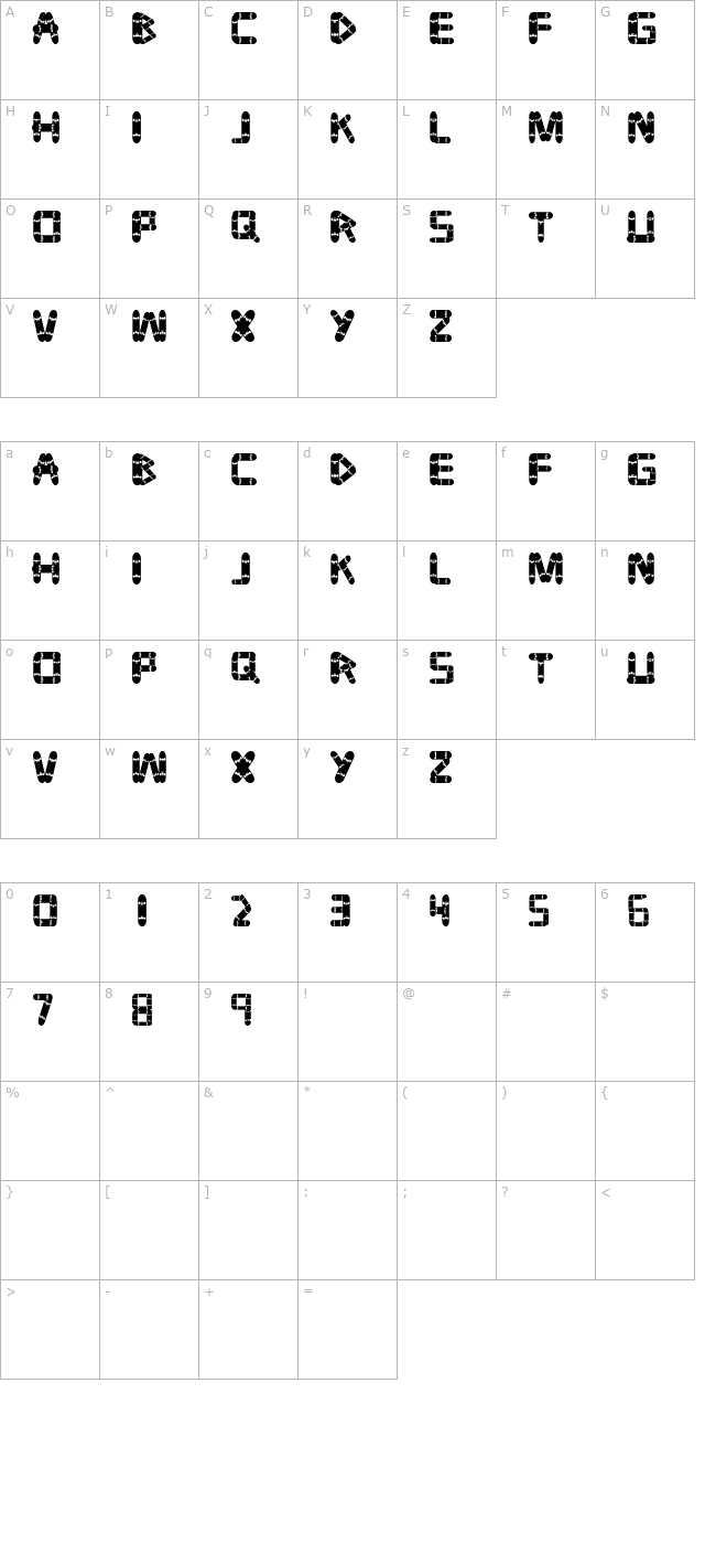 tabla character map