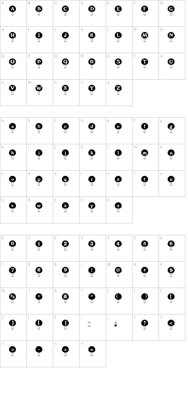 TableTBlack Becker character map