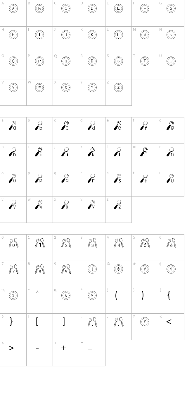 tableware-font character map