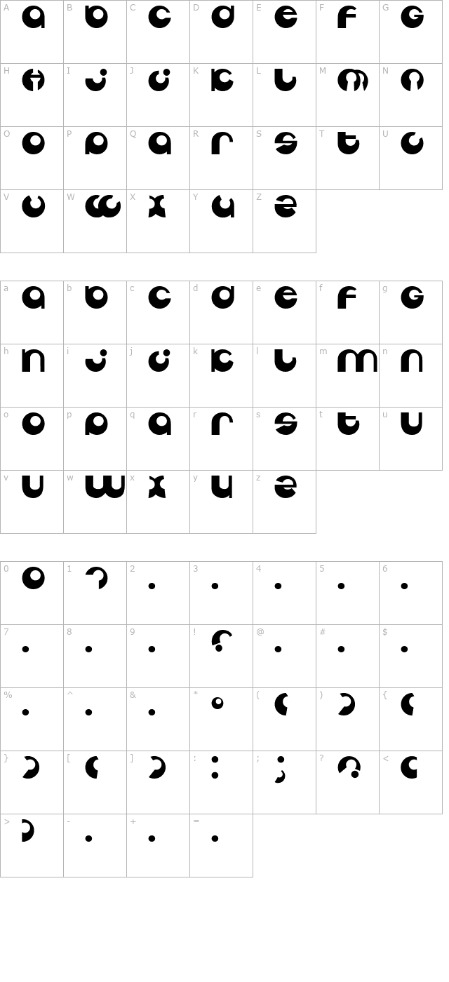 Tabun character map