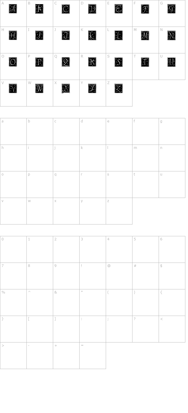 TaglienteInitials character map