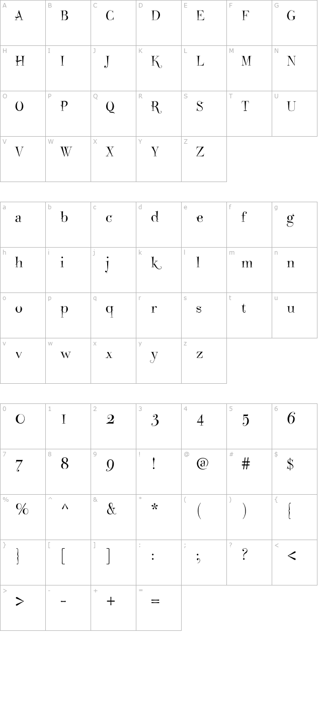 Take Five Plain PDF character map