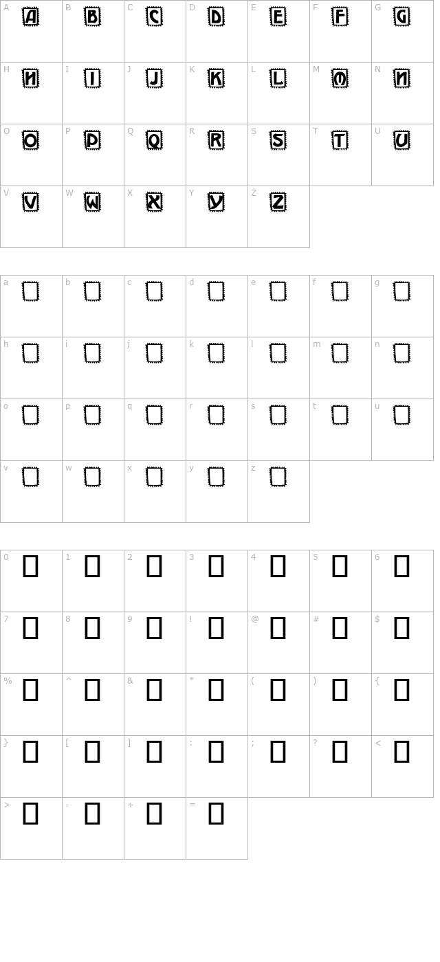 Takker character map