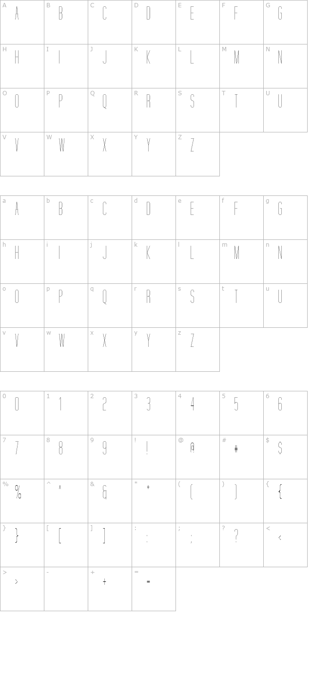 tall-script character map