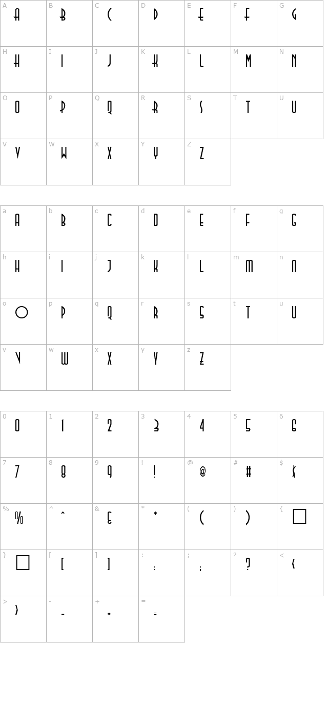 talldeco character map