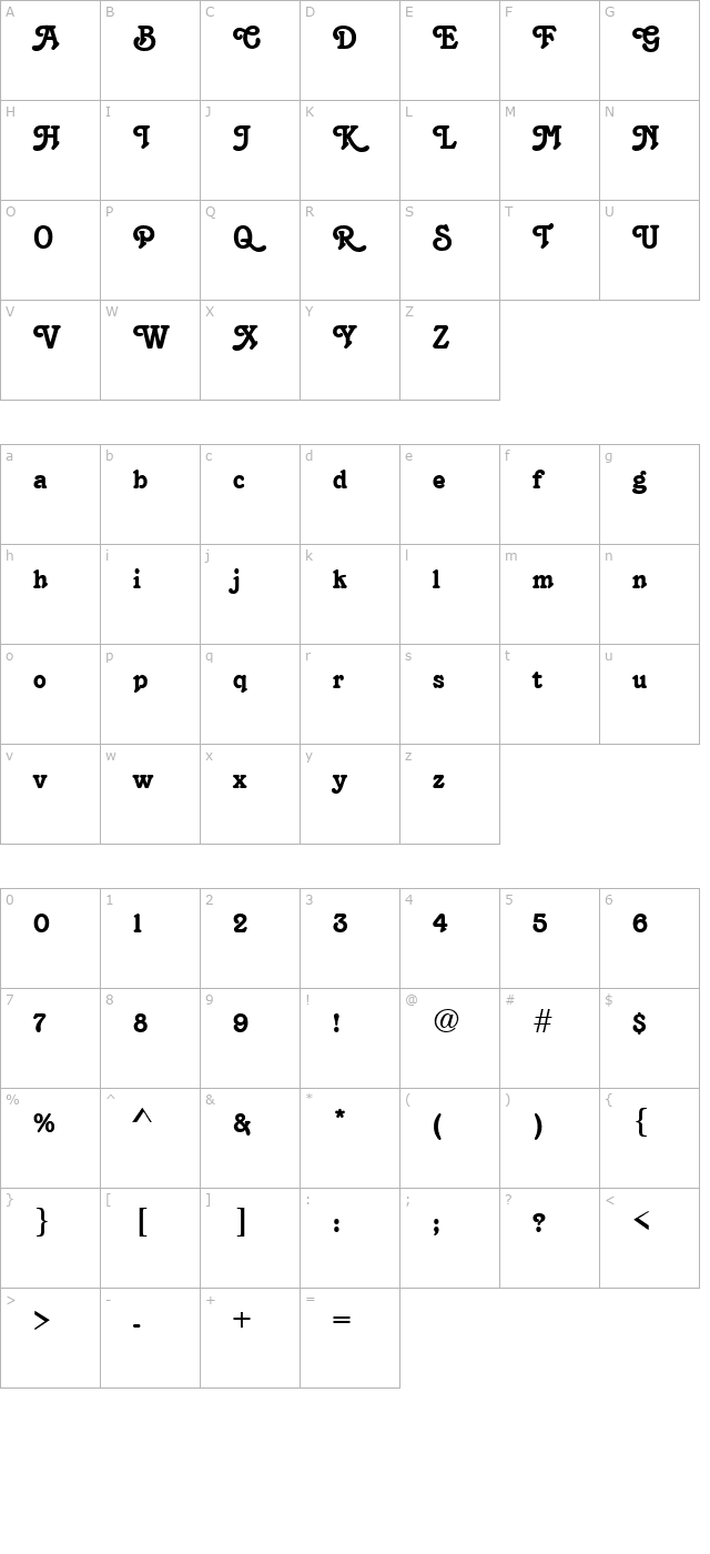 tambourine-regular character map