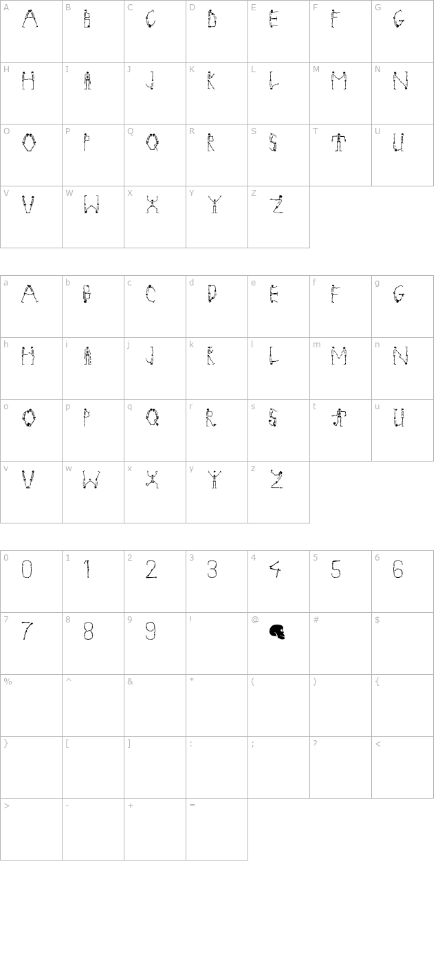 Tango Macabre character map