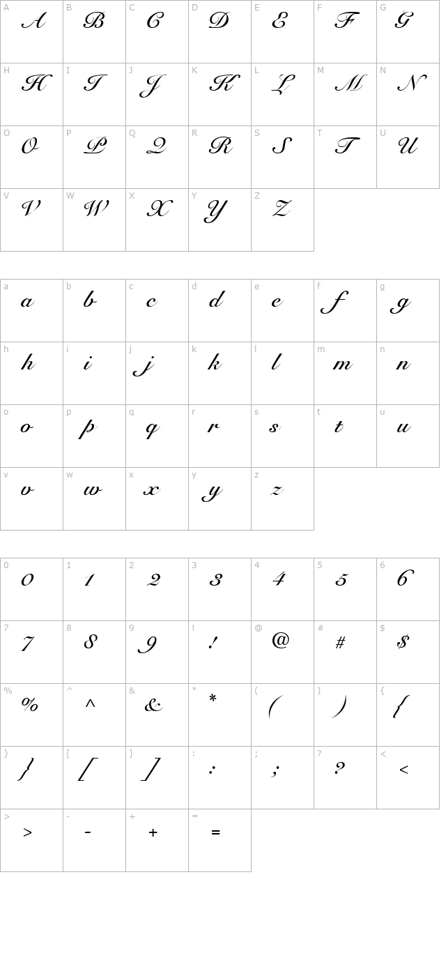 tangoscriptssk-bold character map