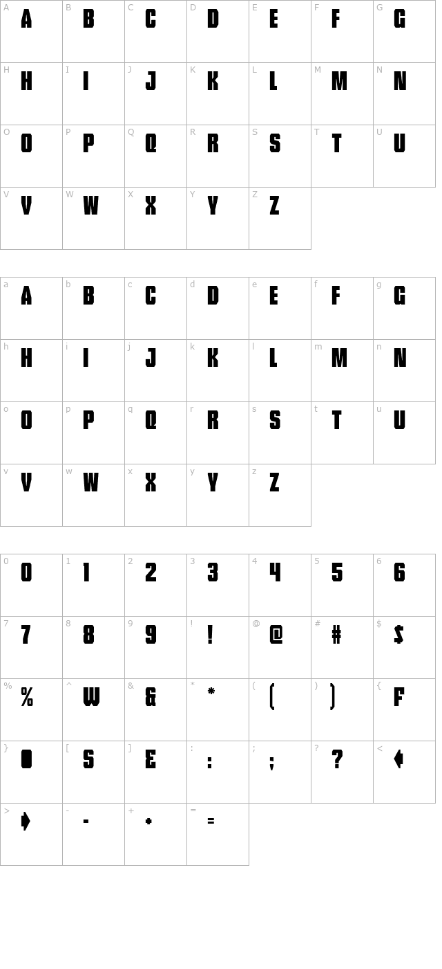 tank-lite character map