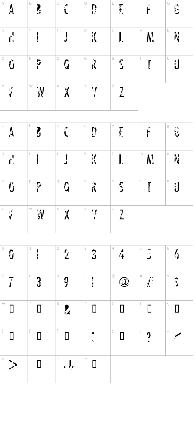 Tanline character map