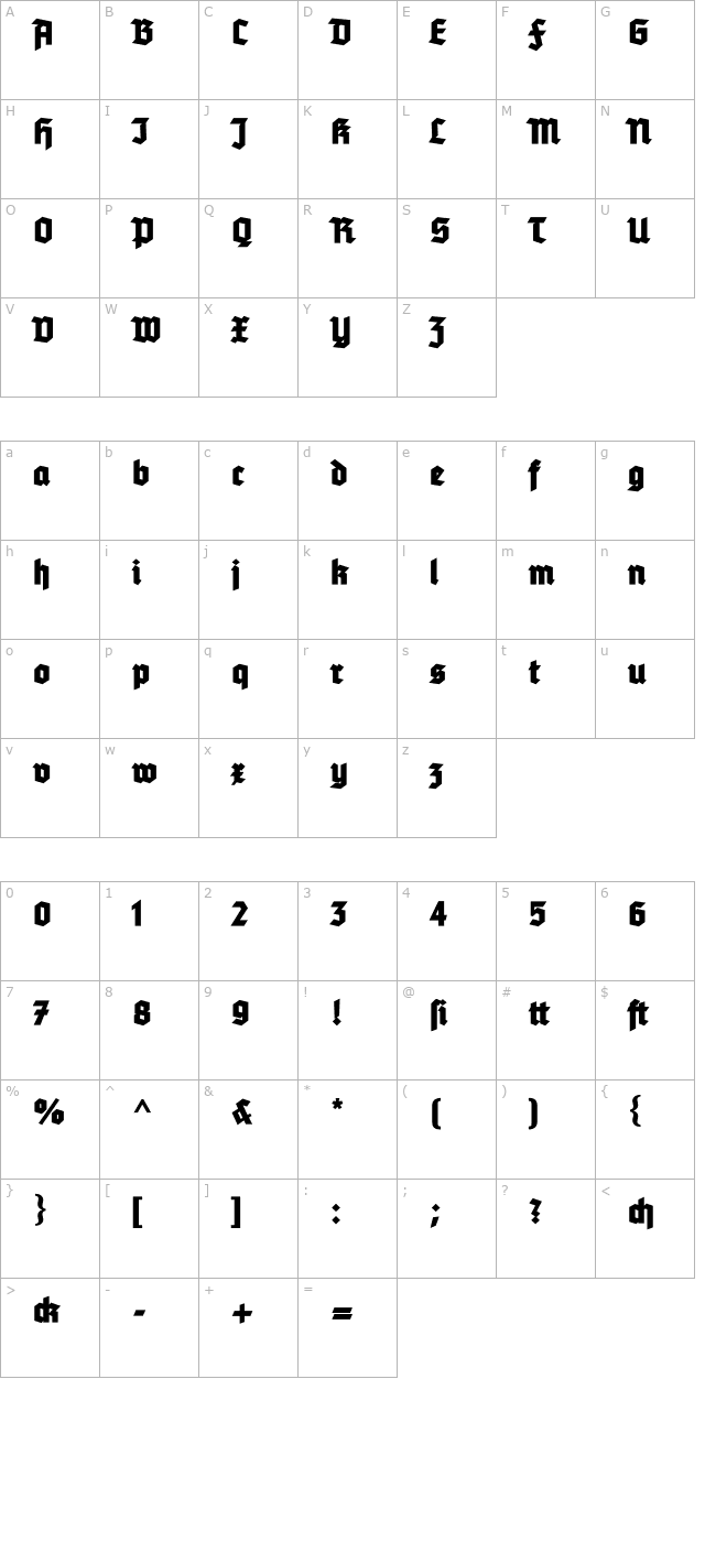 tannenberg-fett-otf character map