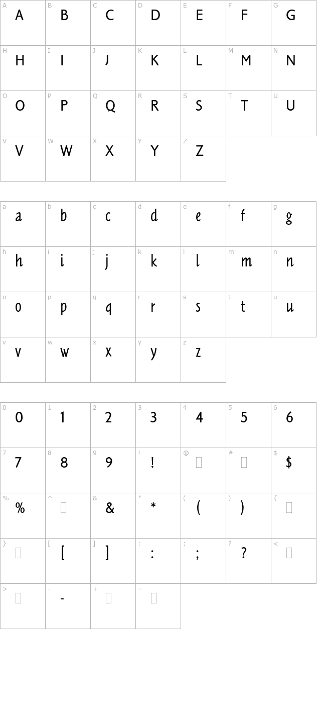 TannhauserPlain character map