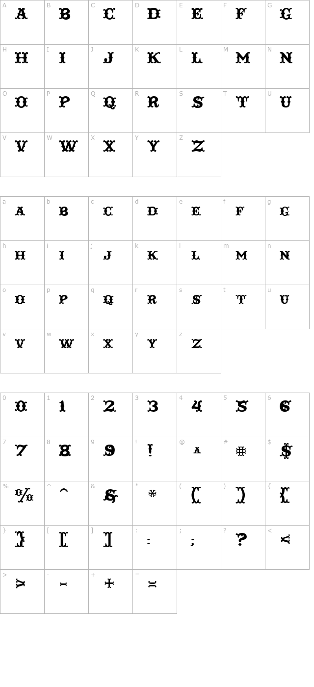 Taqueria Open Fill character map