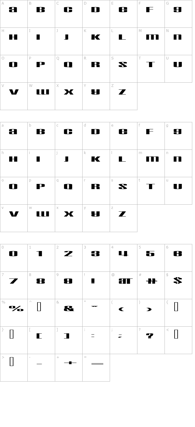 Taskeksem character map