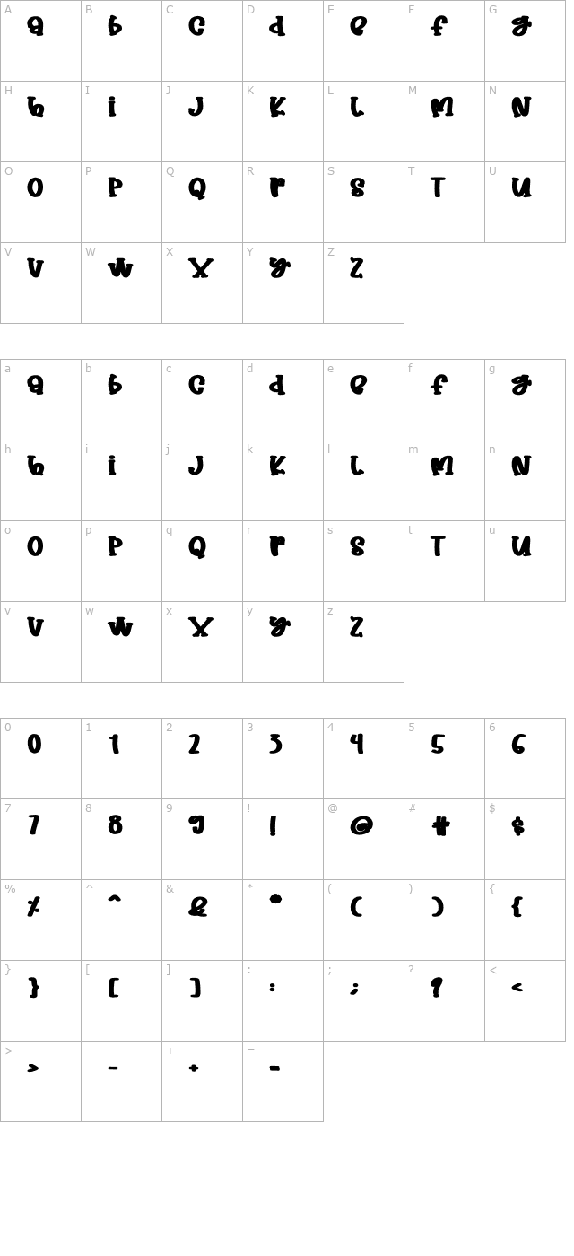 tasty-food-bold character map