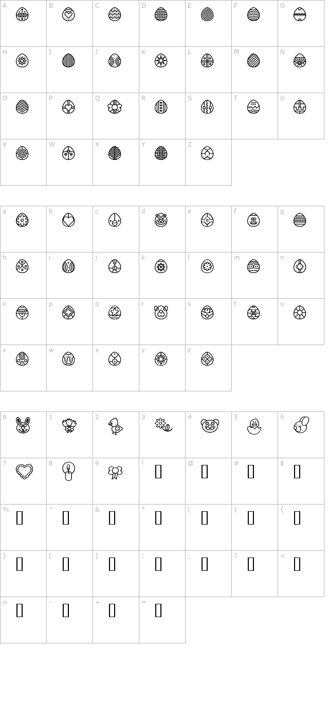 teaster character map