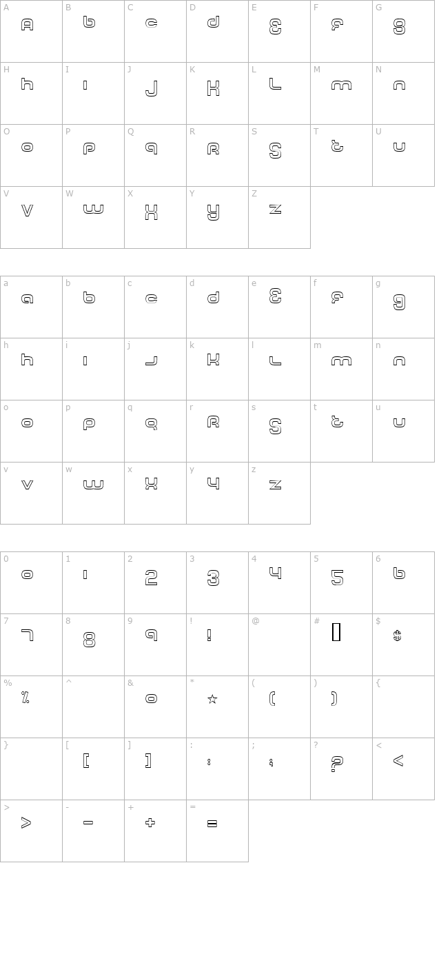 tech-font-outline character map