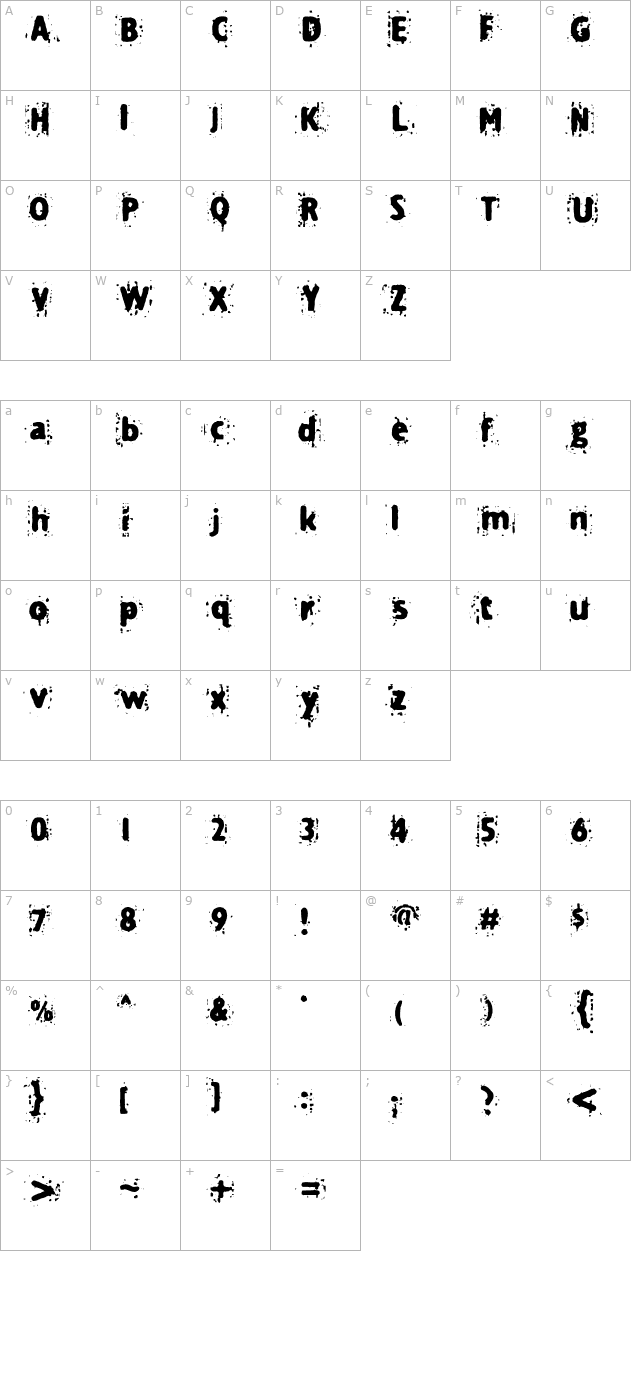 technine character map