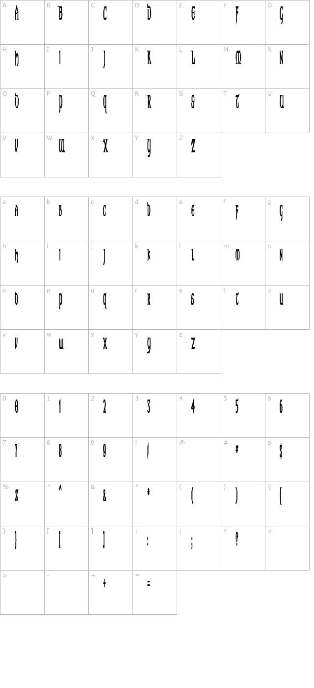 techno-longer character map