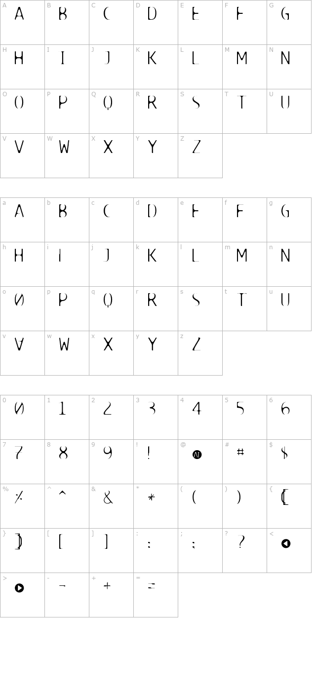 TECHNOIRE-Suture character map