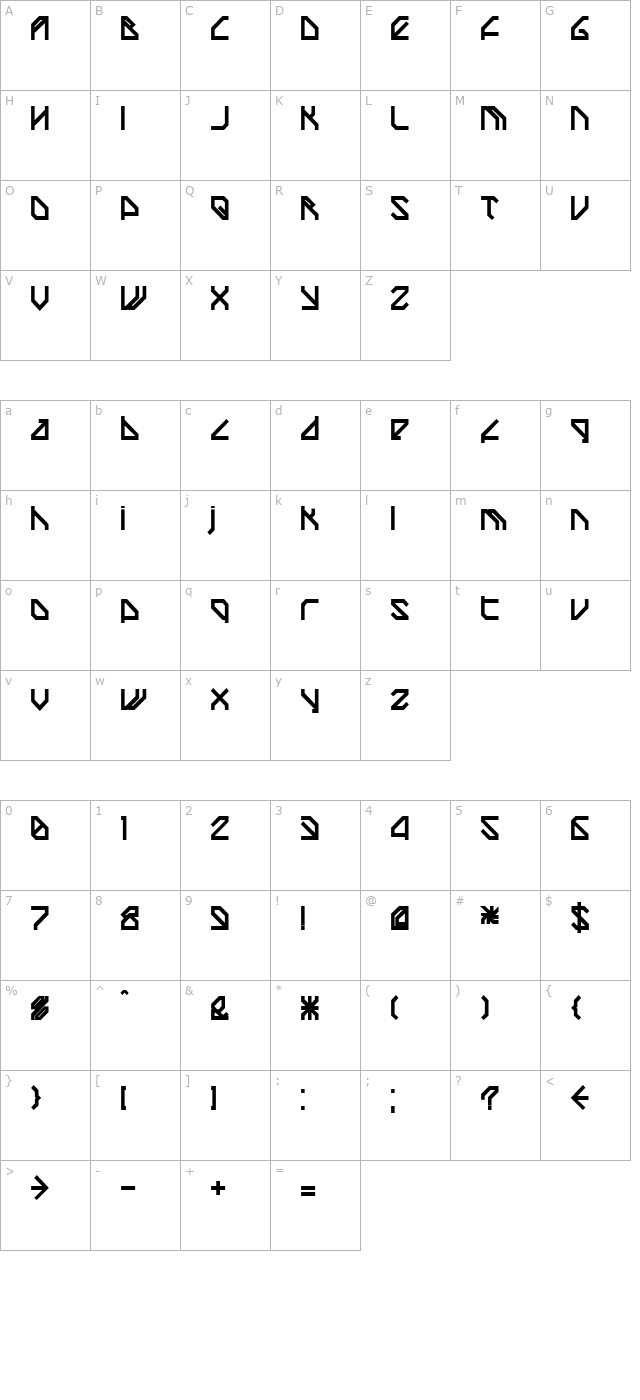 techstepblack character map