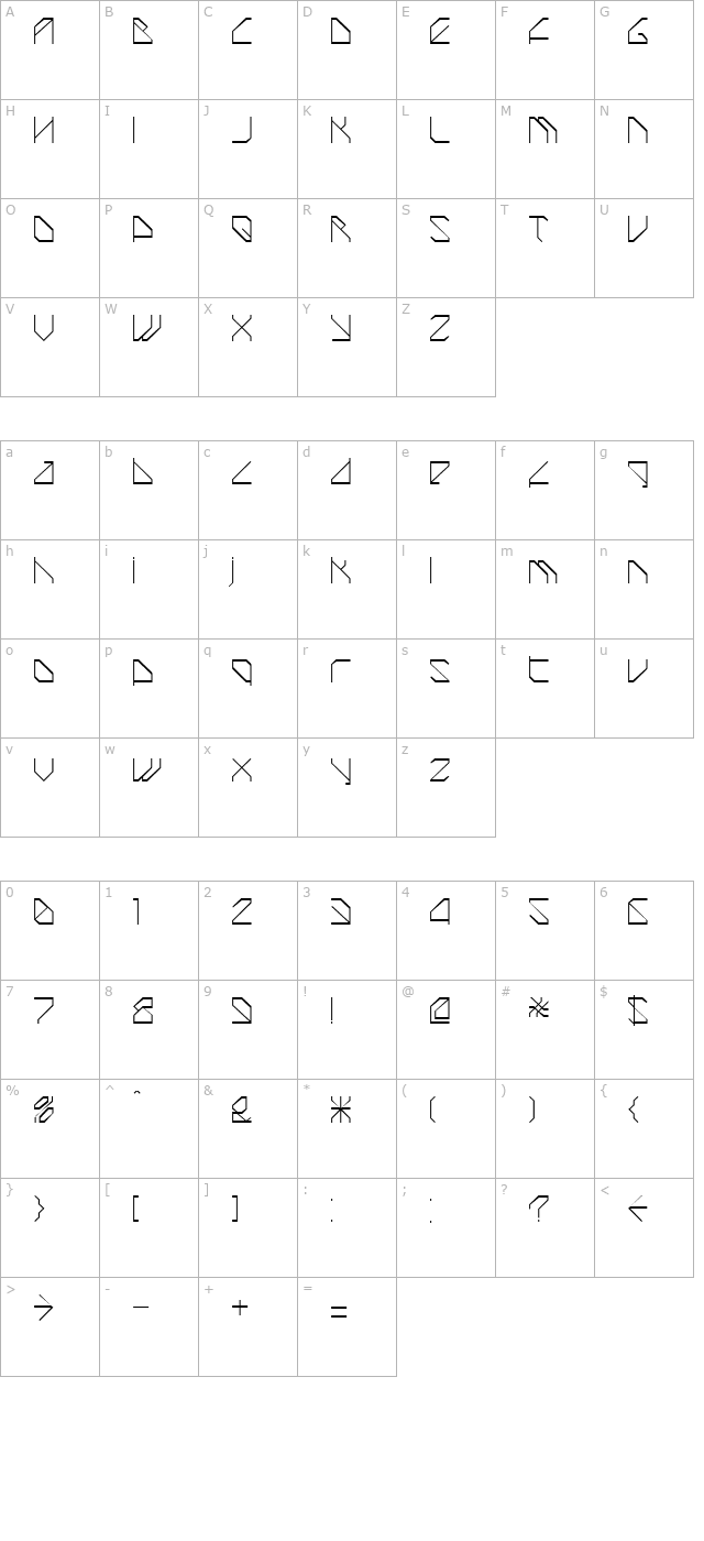 TechstepThin character map