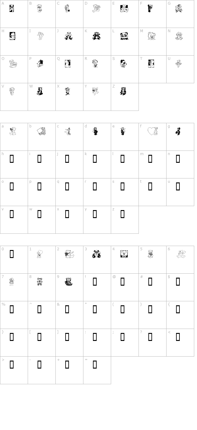 Teddyber V1.1 character map