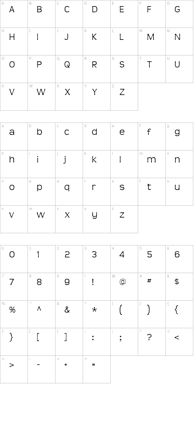 Teen Light character map