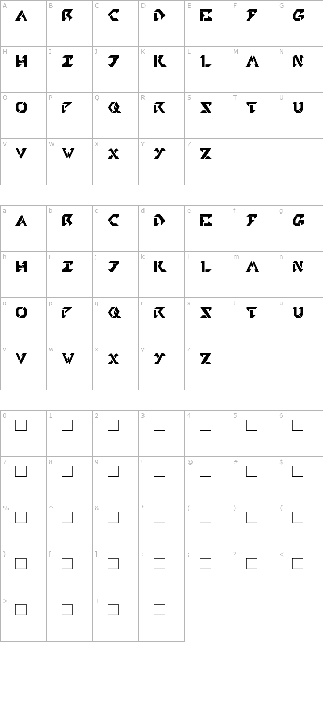 tekhead-pd character map